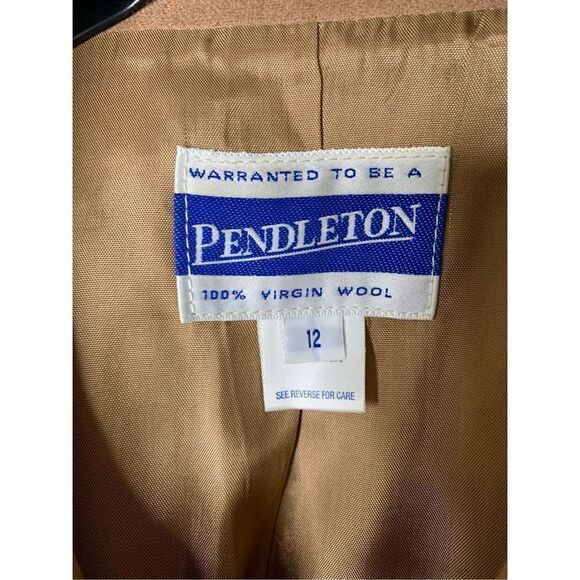 Vintage 90s Pendleton 100% wool pea coat camel size 12 - Picture 3 of 7